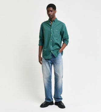 Gant Camicia Regular Fit in popeline verde