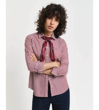 Gant Regular Fit Striped Poplin Shirt red