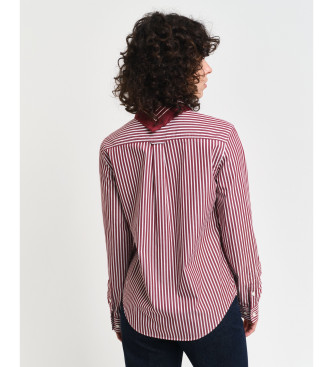 Gant Camisa de popelina s riscas de corte regular vermelho