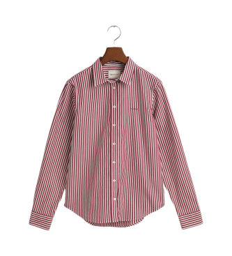 Gant Camisa de popelina s riscas de corte regular vermelho