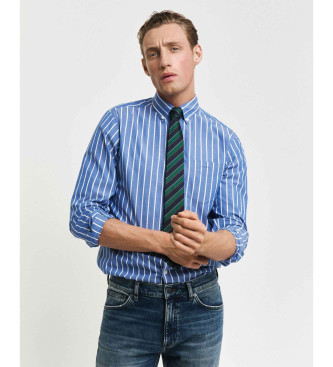 Gant Camisa de popelina s riscas de ajuste regular azul