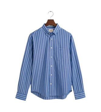 Gant Camisa de popelina s riscas de ajuste regular azul