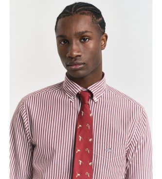 Gant Burgunderfarbenes gestreiftes Popeline-Hemd Regular Fit