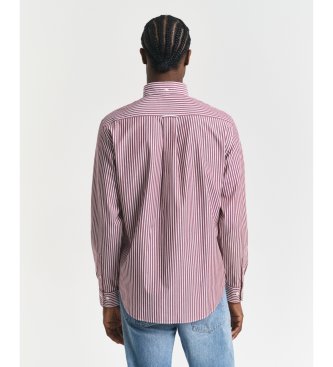 Gant Burgunderfarbenes gestreiftes Popeline-Hemd Regular Fit
