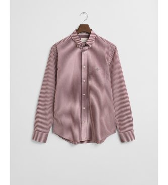 Gant Burgunderfarbenes gestreiftes Popeline-Hemd Regular Fit