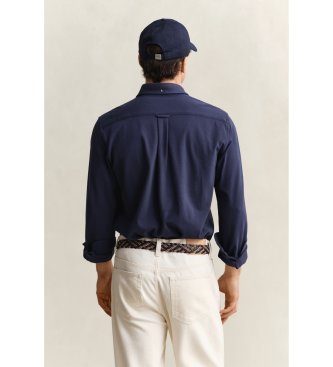 Gant Majica Regular Fit iz elastične pique pletenine mornarsko modre barve