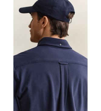 Gant Majica Regular Fit iz elastične pique pletenine mornarsko modre barve