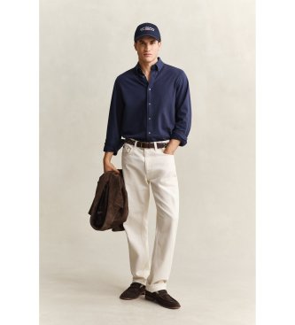 Gant Majica Regular Fit iz elastične pique pletenine mornarsko modre barve