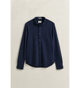 Gant Majica Regular Fit iz elastične pique pletenine mornarsko modre barve