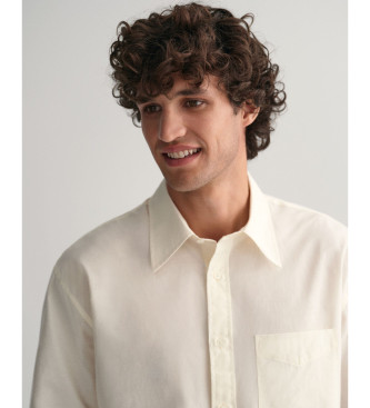 Gant Camicia in seta e cotone bianco crema dalla vestibilit rilassata