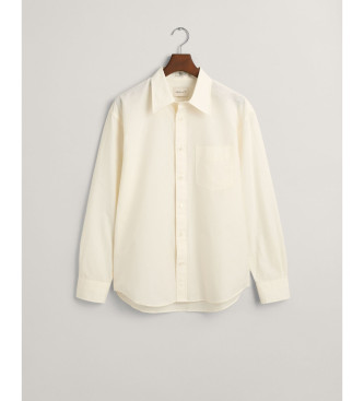 Gant Vit skjorta i krmfrgad siden och bomull med avslappnad passform