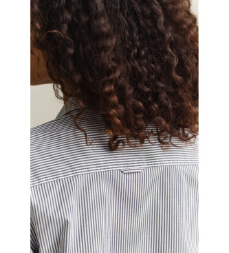 Gant Chemise slim fit en popeline à rayures bleu marine