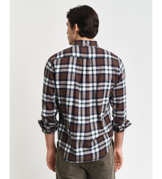 Gant Camisa de flanela castanha xadrez de ajuste regular