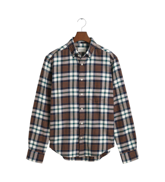 Gant Camisa de flanela castanha xadrez de ajuste regular