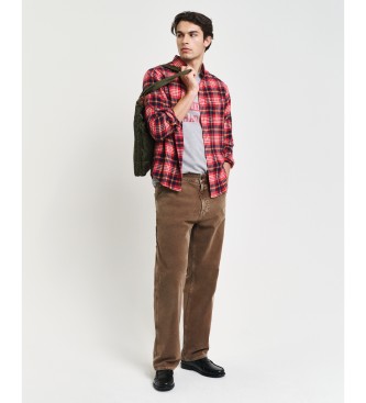 Gant Flannel Regular Fit rutig skjorta rd