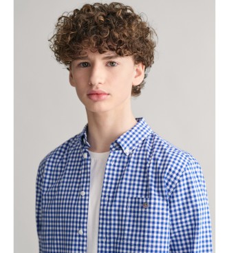 Gant Camisa Vichy Shield Teens em popelina xadrez azul