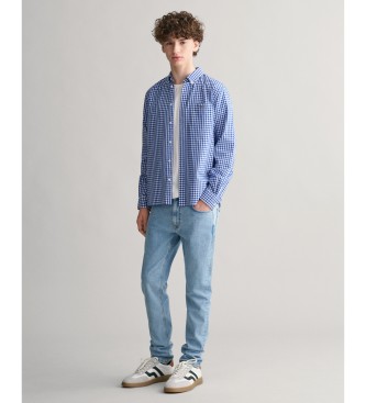 Gant Camisa Vichy Shield Teens em popelina xadrez azul