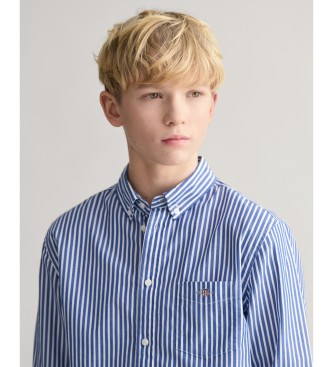 Gant Shield Teens camisa de popelina s riscas azul