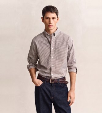 Gant Chemise classique à carreaux Vichy taupe