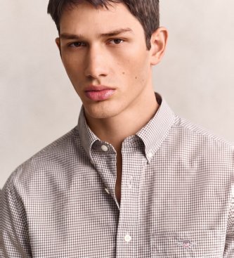 Gant Chemise classique à carreaux Vichy taupe