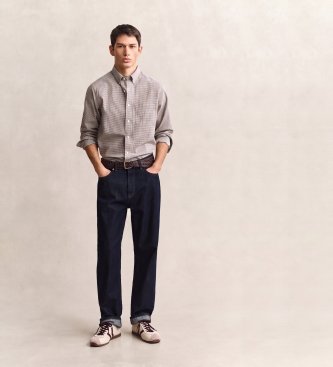 Gant Chemise classique à carreaux Vichy taupe
