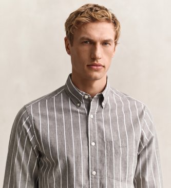 Gant Chemise en popeline chinée à rayures marron