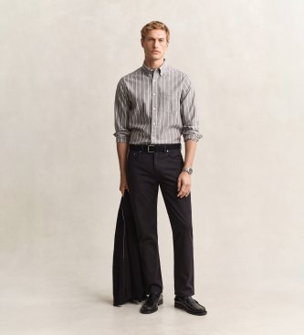Gant Chemise en popeline chinée à rayures marron