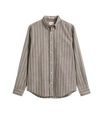 Gant Chemise en popeline chinée à rayures marron