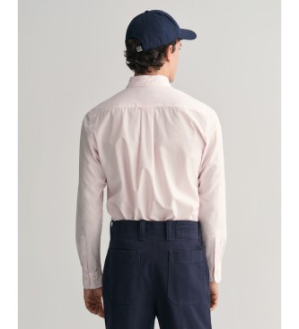 Gant Camisa de popelina de ajuste regular com riscas rosa claro