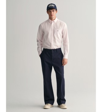 Gant Camisa de popelina de ajuste regular com riscas rosa claro