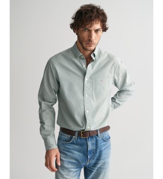 Gant Camisa Poplin Regular Fit Banker Stripe verde