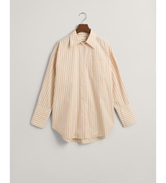 Gant Camisa extragrande de popelina a rayas con puos anchos blanco linen
