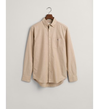 Gant Bruin Regular Fit Overhemd Oxford