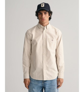 Gant Regular Fit Oxford Shirt in brown fine stripes