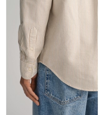 Gant Regular Fit Oxford Shirt in brown fine stripes