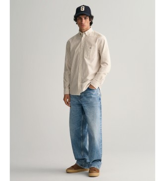 Gant Regular Fit Oxford-skjorte i brun med fine striber