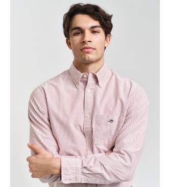 Gant Camisa Oxford Regular Fit De Rayas Finas rojo