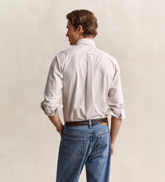 Gant Chemise Oxford Regular Fit rayures beige