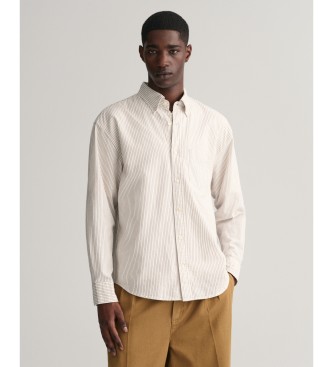 Gant Relaxed Fit Oxford overhemd Archief gestreept gebroken wit