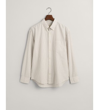 Gant Camicia Oxford d'archivio dalla vestibilit comoda a righe bianco sporco