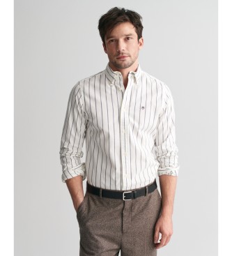 Gant Camisa Oxford Slim Fit Stretch Striped Stretch Oxford Branco