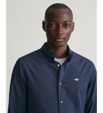Gant Camisa de corte regular com micro estampado azul-marinho