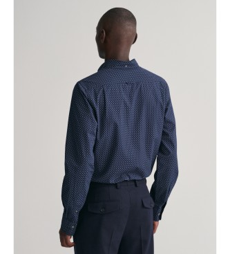 Gant Camisa de corte regular com micro estampado azul-marinho