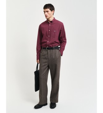 Gant Camisa de corte regular com micro estampado cor de vinho