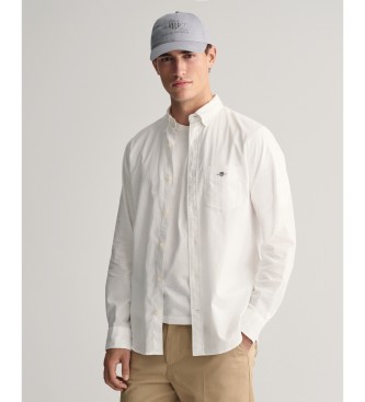 Gant Regular Fit White Cotton and Linen Shirt