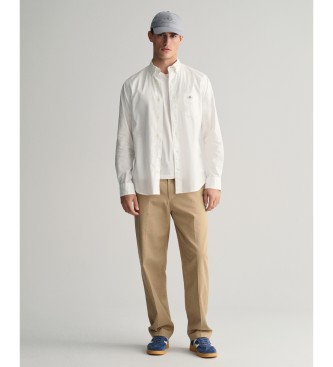 Gant Vit skjorta i bomull och linne med normal passform