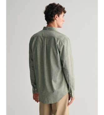 Gant Camicia Regular Fit in cotone e lino verde