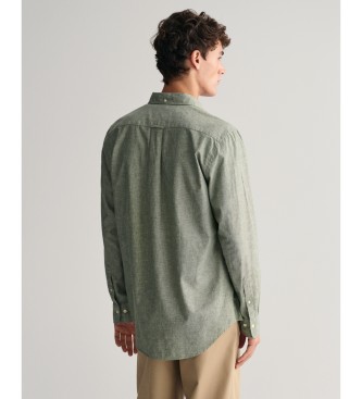 Gant Chemise  coupe rgulire, coton et lin vert