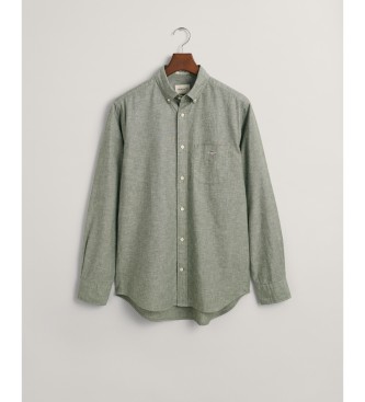 Gant Camicia Regular Fit in cotone e lino verde