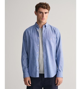 Gant Camisa de corte regular em linho e algodo azul